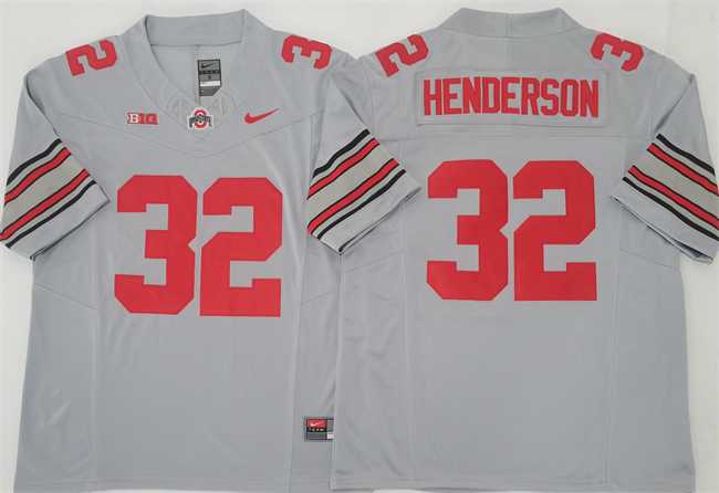 Men%27s Ohio State Buckeyes #32 TreVeyon Henderson Gray 2025 F.U.S.E. Limited Stitched Jersey->ohio state buckeyes->NCAA Jersey